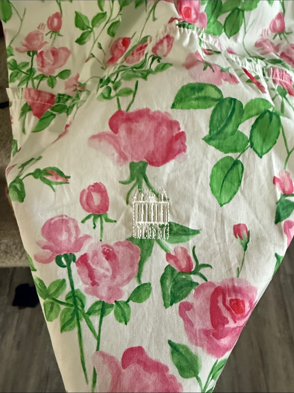 Hill House Floral Smocked Midi Dress in Pink and Green S - Picture 6 of 9